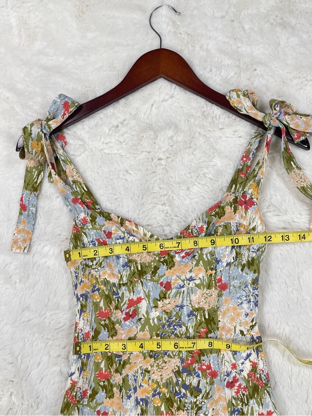 Reformation Multi-Color Floral Tie-Shoulder Midi Dress Size 0 - Picture 5 of 8